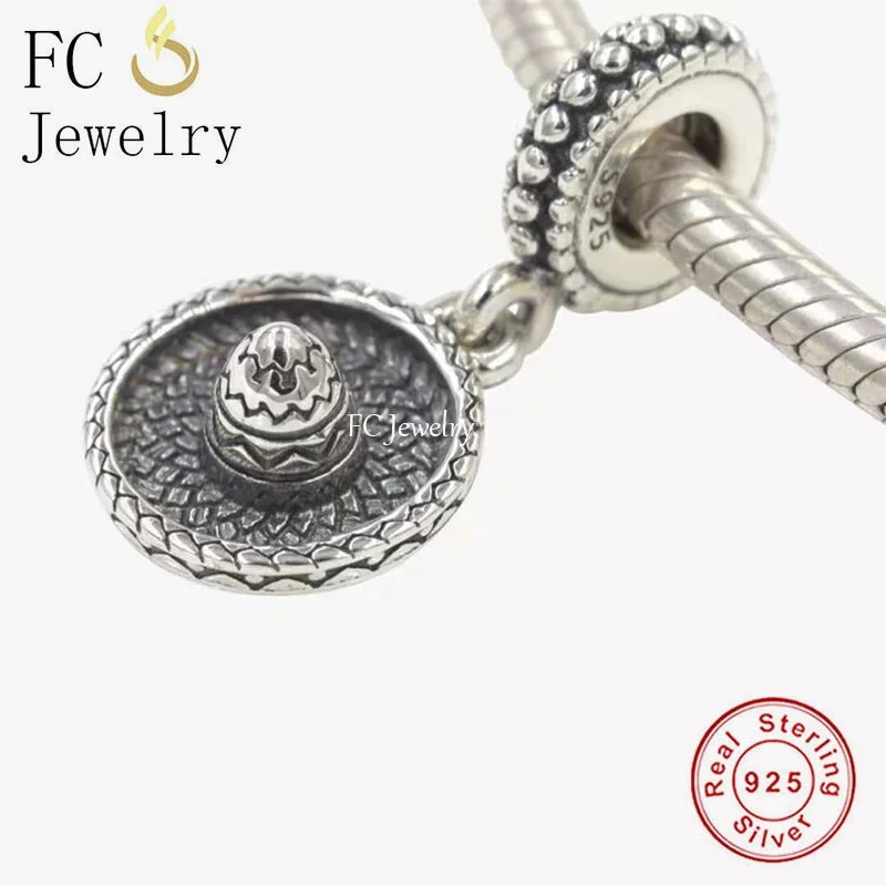 

FC Jewelry Fit Original Charms Bracelet Authentic 925 Sterling Silver Retro Mexico Sombrero Hat Bead For Making Women Berloque