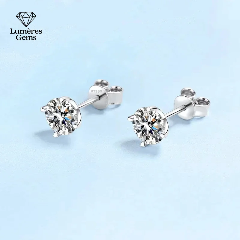

PT950 Platinum Moissanite Diamond Stud Earrings 1/2CT Engagement Wedding Fine Jewelry Gift for Women Girls Birthday