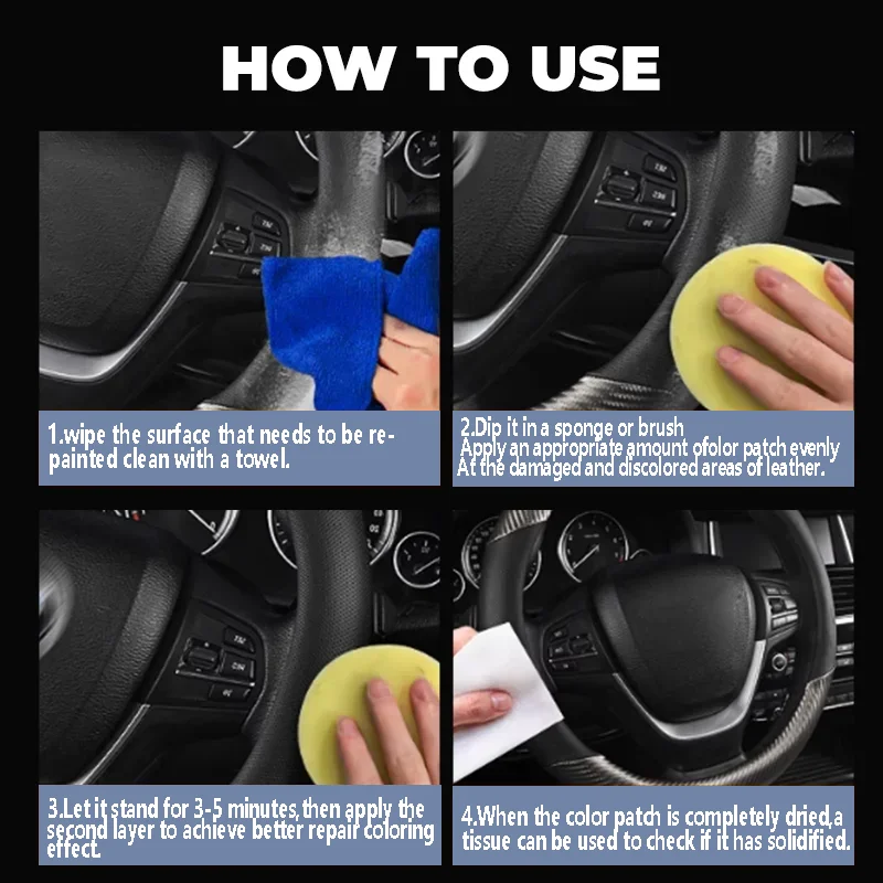 معجون إصلاح الجلد المقلد لعجلات القيادة ومقاعد السيارة - استعادة الجلد المقلد الباهت، وإصلاح الدموع والخدوش.