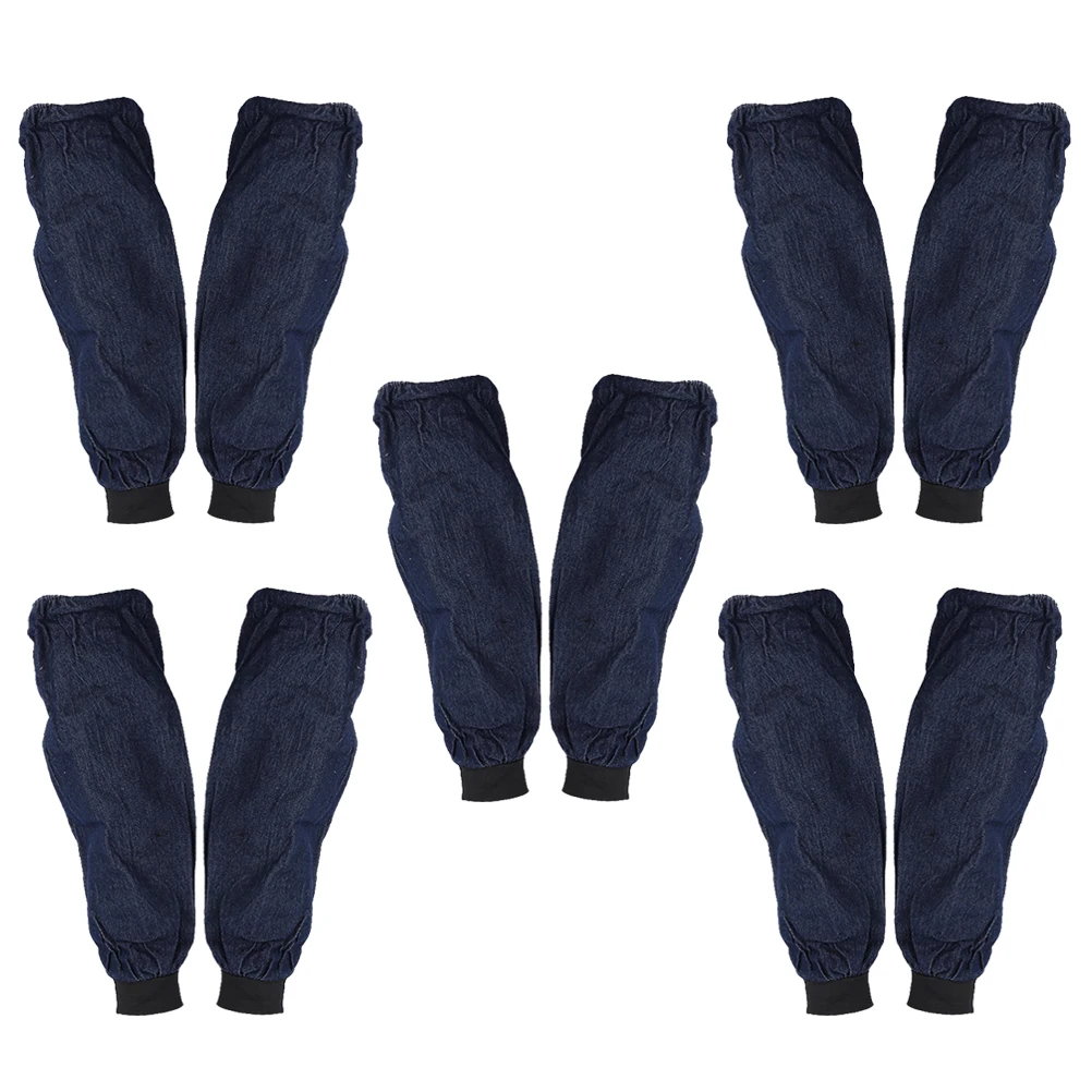 

5 Pairs Denim Oversleeve Waterproof Oil Resistant Arm Sleeves Cover For Home Hairdressing Office Restaurant Use
