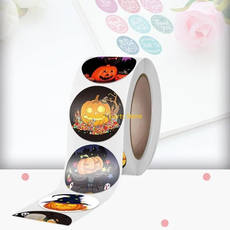 97qc da 500 pezzi/rotolo Halloween Adesivi zucca Scheletro Decallo Regalo Gift Adesivo carta