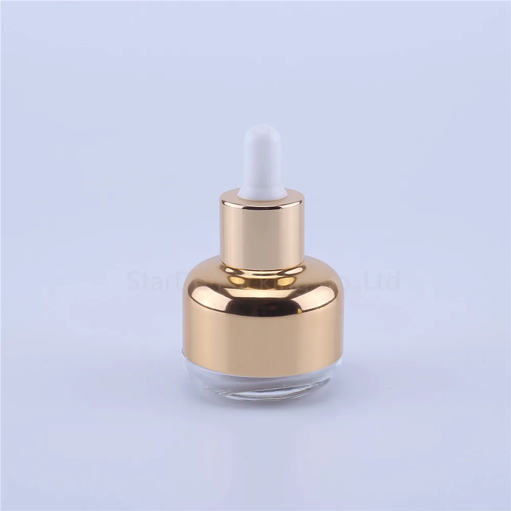 

100pcs 30ml Transparent Glass Dropper Bottle With Gold cap, 30cc Empty Cosmetic Packaging Container Vials Essential Oil Bottles