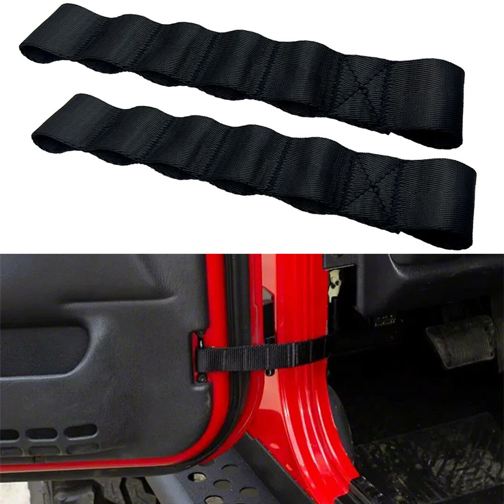 For Jeep Door Check Straps 2pcs Adjustable Black High-quality Nylon Interior Accessories Car Simple To Install