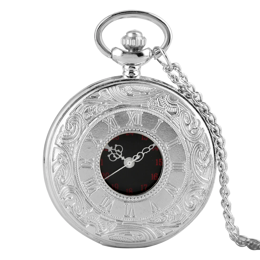 Retro Antique Roman Numeral Display Quartz Pocket Watch Fashion Silver Gold Necklace Pendant Clocks Birthday Gifts for Men Women