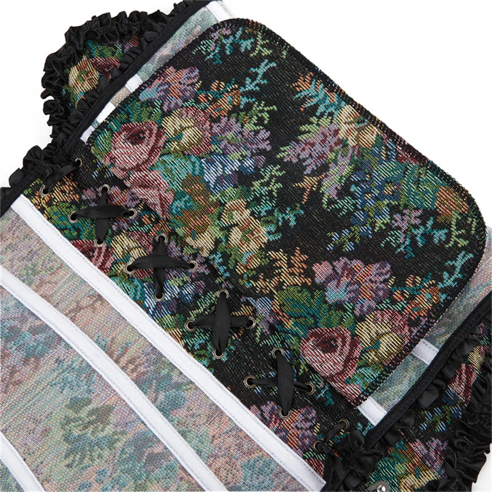 女性のためのヴィンテージビスチェセット,花柄,フリルレース,セクシーなゴシックランジェリー,パーティークラブの衣装