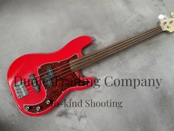 Fretless bass 4 strings Red bass Rosewood fingerboard Maple Neck Red tortoise shell pickguard chrome hardware