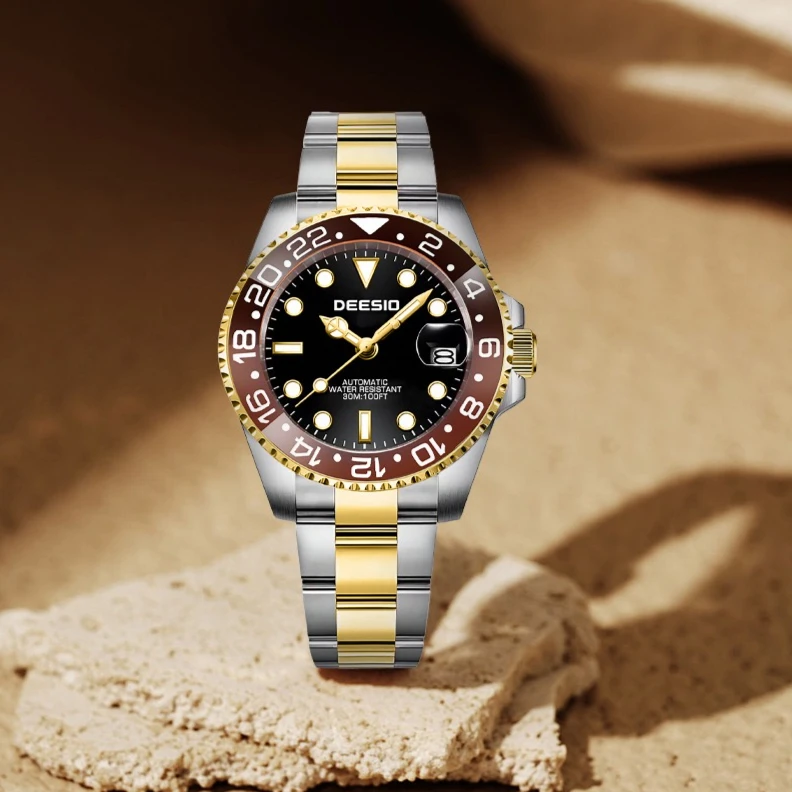 

Deesio Design Watch Male D-382A Automatic Movement Mechanical Watches 30m Waterproof Luxury Men's Wristwatch Steel Band Clock