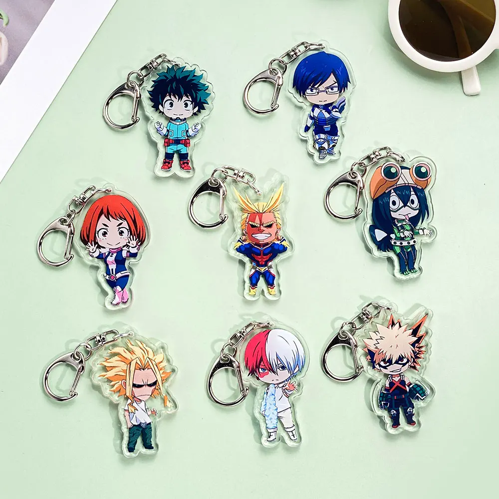 1/8 Peças Chaveiro de Acrílico Anime My Hero Academia, Acessório Criativo de Desenho Animado para Bolsa, Pingente Fofo para Mochila, Chaveiro