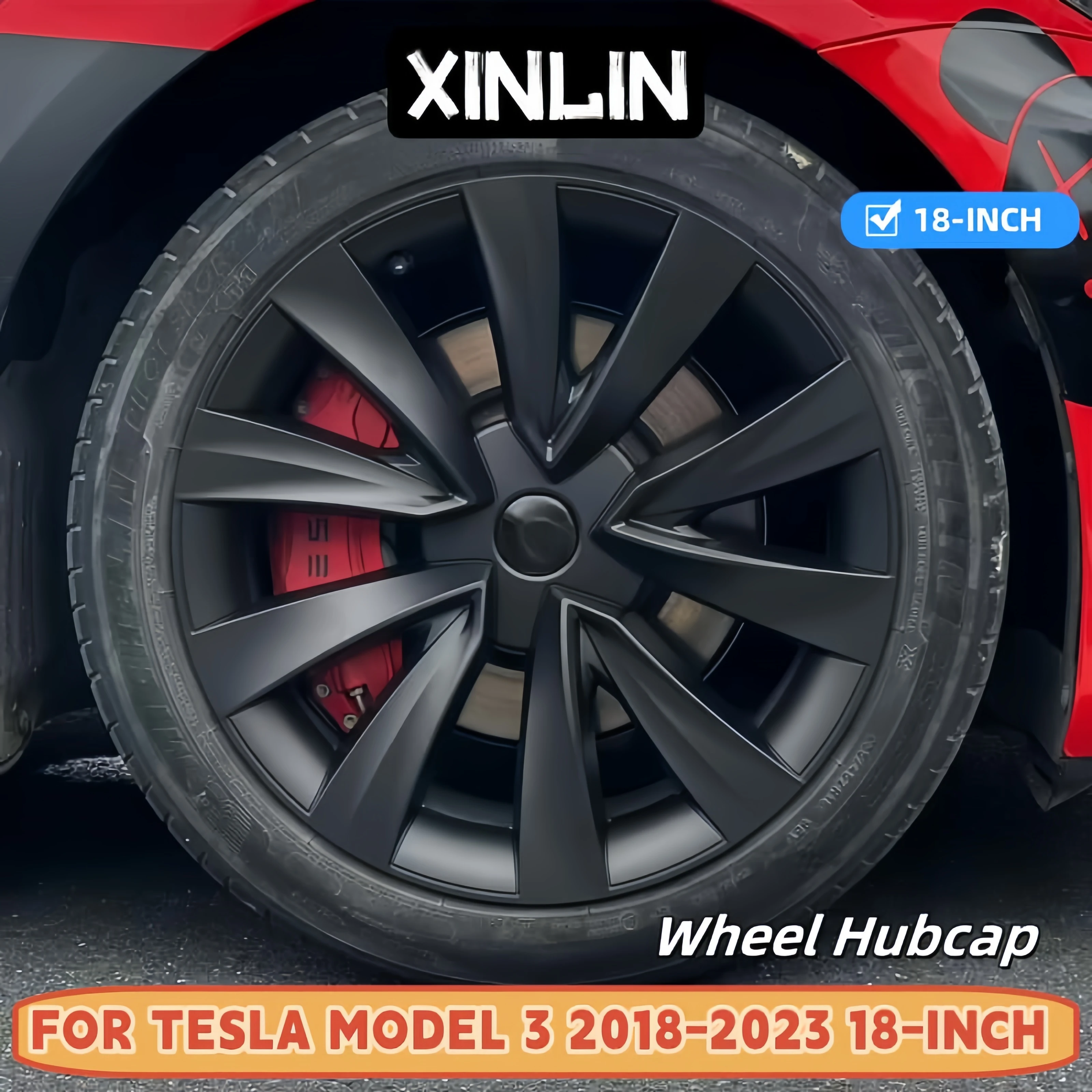 

4PCS HubCap Car Replacement Performance Wheel Cover Cap Automobile Full Rim Cover Kits Part for Tesla Model 3 18 Inch 2018-2023