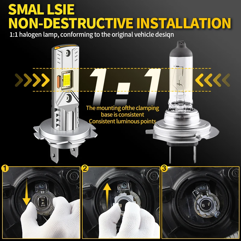 2PCS H4 LED Headlight Bulbs 9003 HB2 Hi/Lo Beam 20000LM H7 Car Lamp H1 H8/H9/H11/H16(JP) 9005/HB3 9006/HB4 Fog Lights 12V White