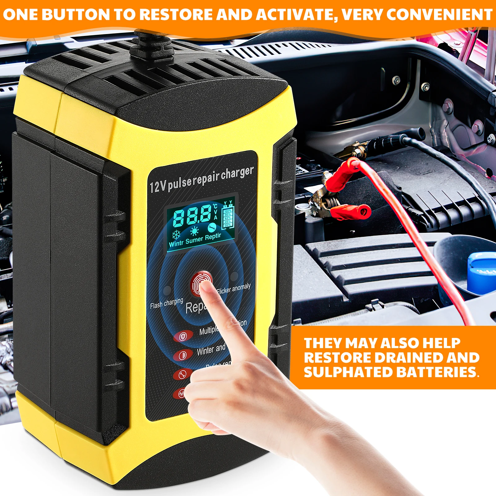 

12V6A Car 12V Motorcycle Automotive Digital Display All-round Protection Overcurrent Overvoltage Smart Charging