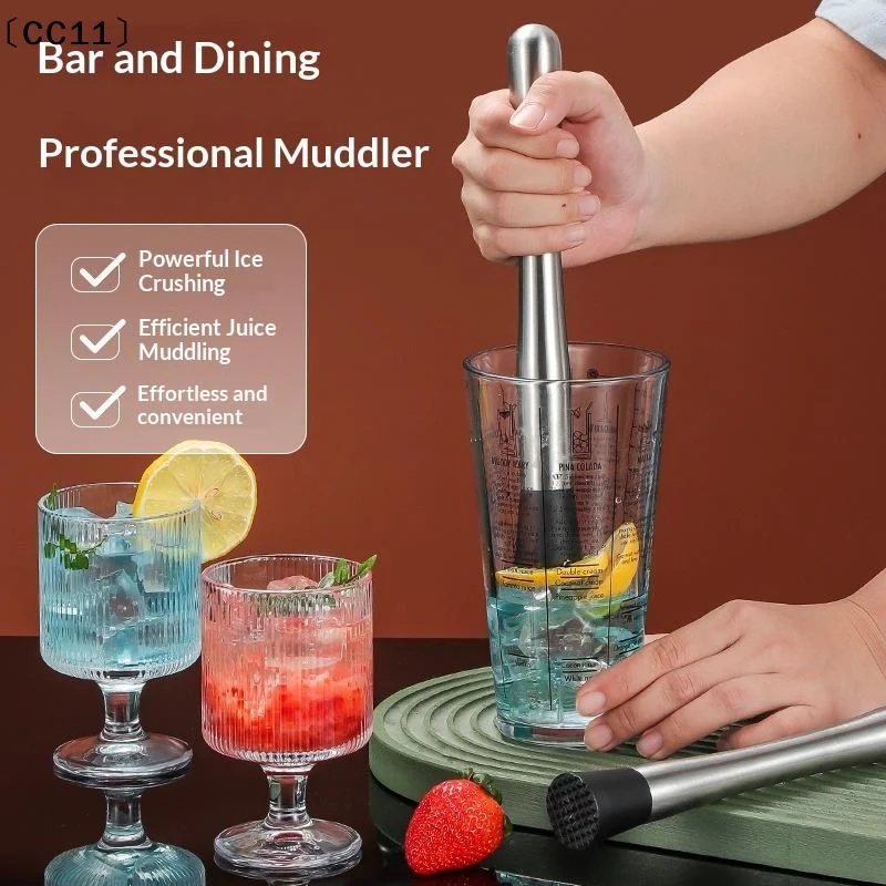 Stainless Steel Crushed Ice Hammer Multifunc Popsicle Sticks Cocktail Swizzle Stick Fruit Lemon Muddle Pestle Bar Tools〔CC11〕