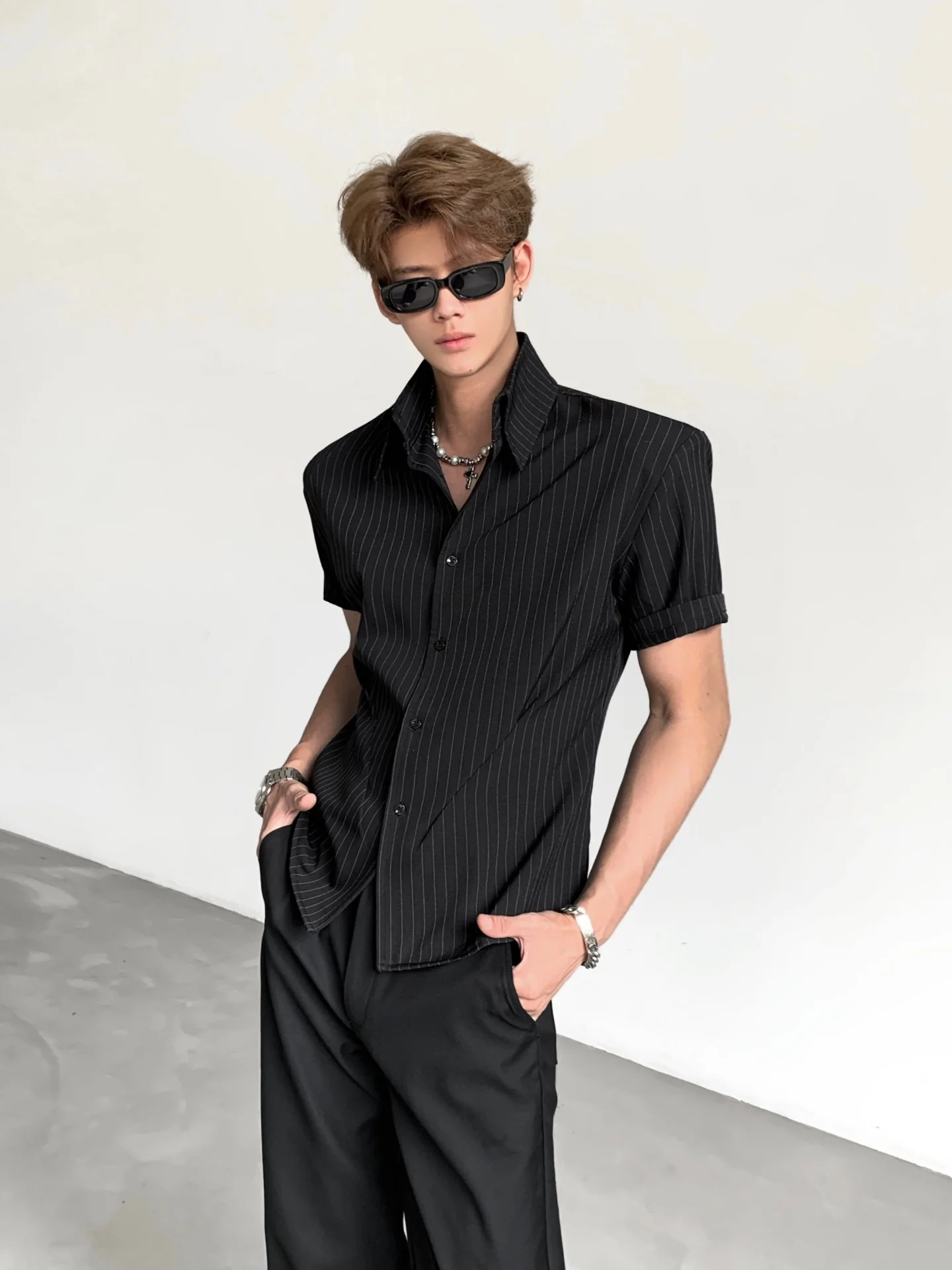 Ace Roman Holiday Men's Striped Shirt Loose Fit Iron-Free Fashionable City Walk Beach Casual Office Party Camping Dance