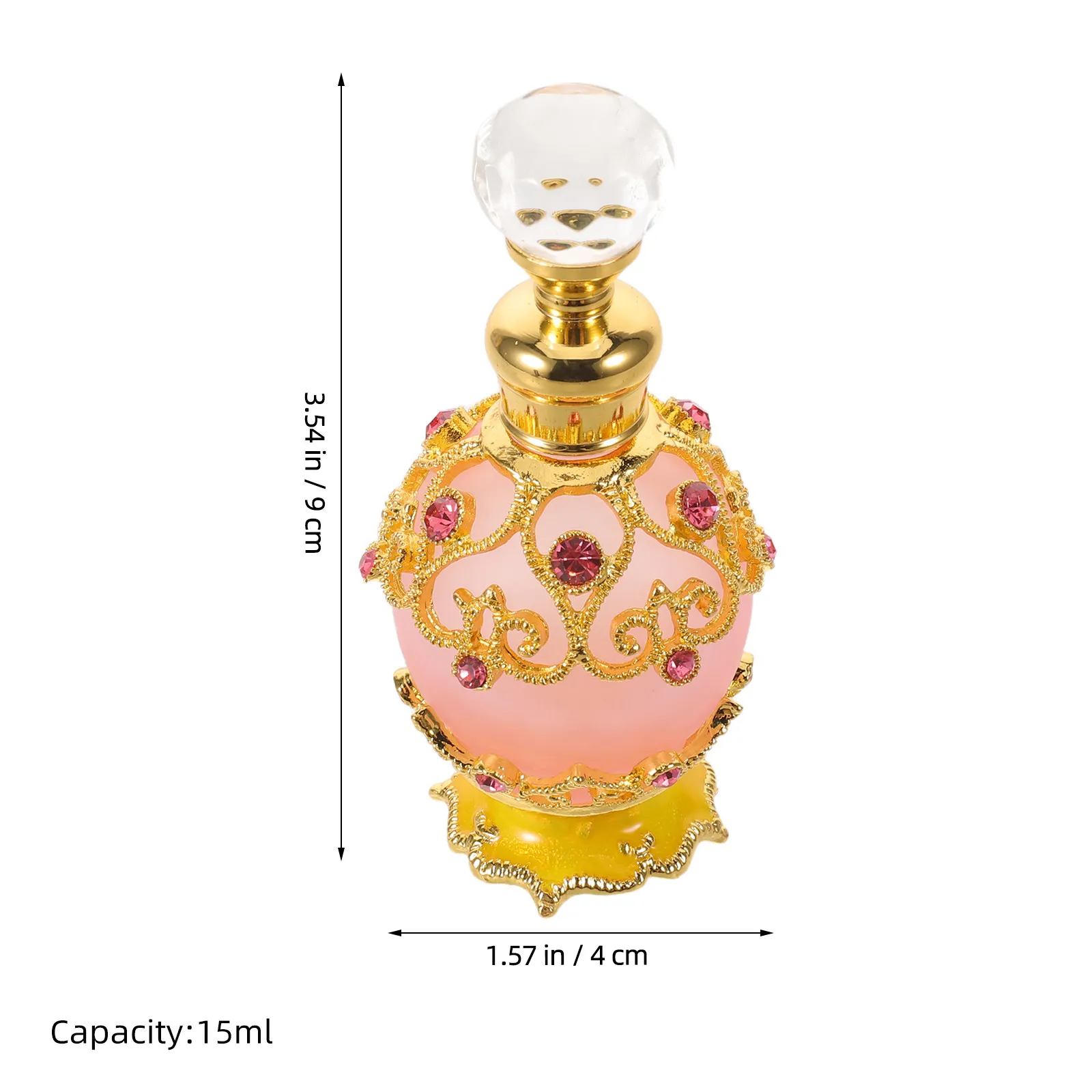 15Ml Crystal Rhinestone Perfume Bottle Glass Refillable Dropper Travel Portable Mini Vintage Decorative Fragrance Oil Container view 4