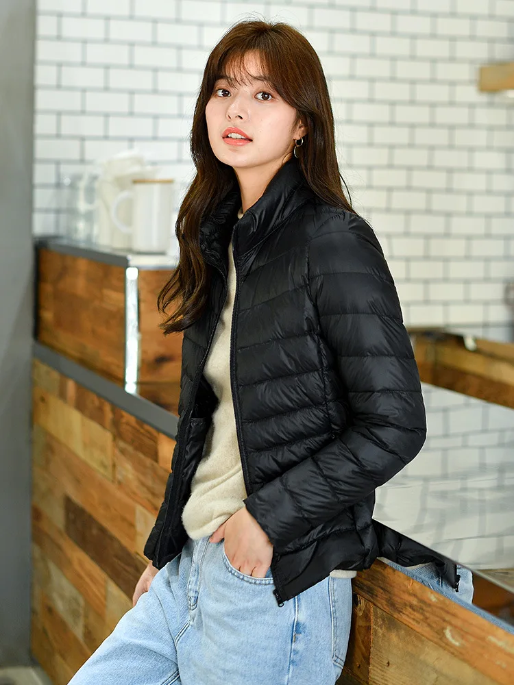 Chaquetas acolchadas cortas ajustadas para mujer, novedad de 2021, abrigo cálido ultraligero y plegable para mujer, prendas de vestir portátiles, abrigos