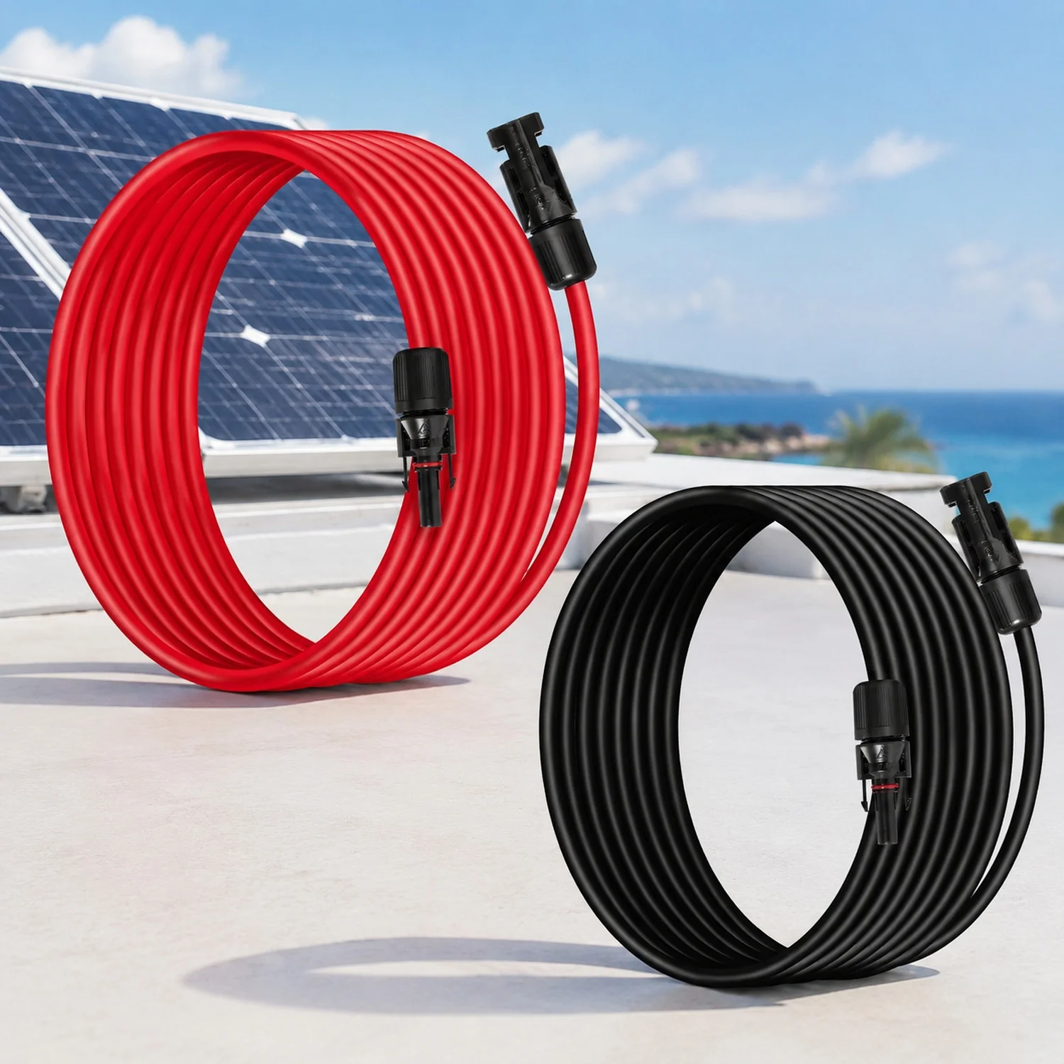 10AWG (6mm) Solar Panel Extension Cable - 8FT, Heavy Duty, Weather Resistant, Standard Solar Connectors, Ideal for RVs & Boats