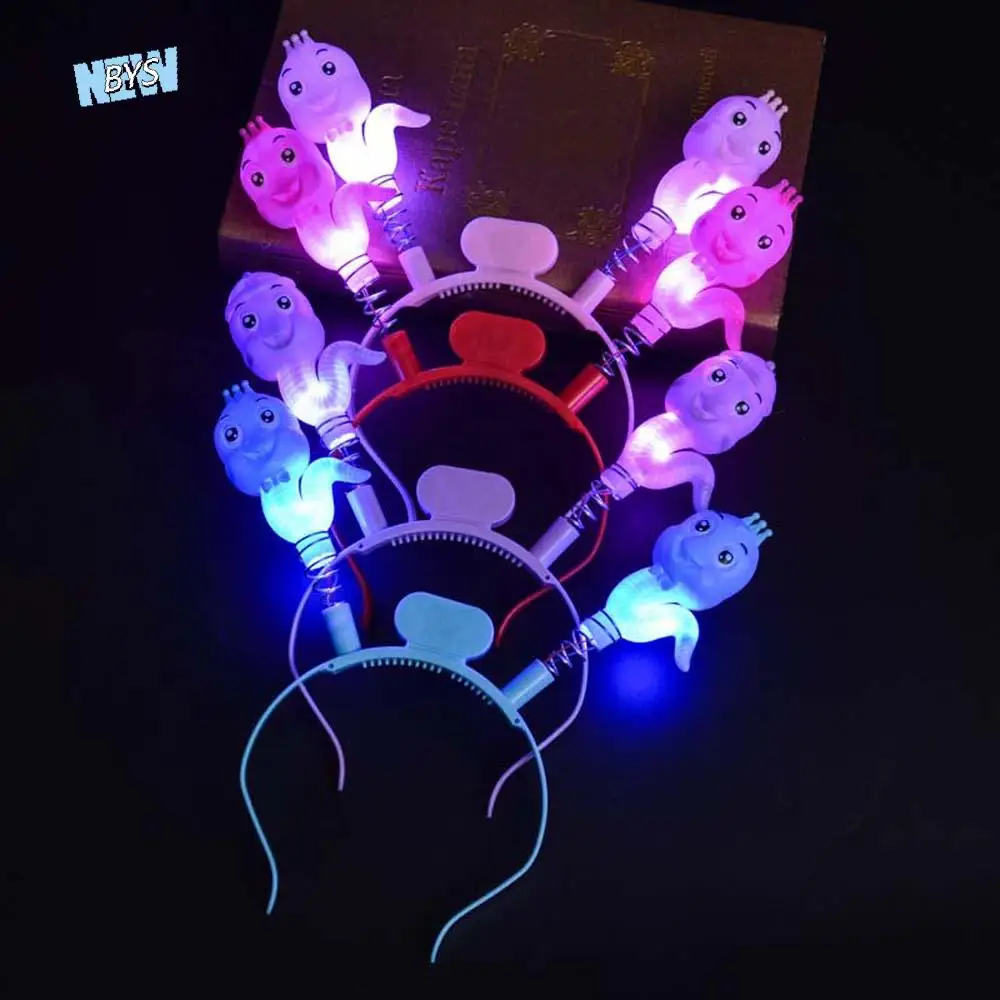 

LED Glow 2025 Happy New Year Headband Snake Shape Photographic Headwear LED Glow Hair Bands Optic Fiber Light Up Plastic