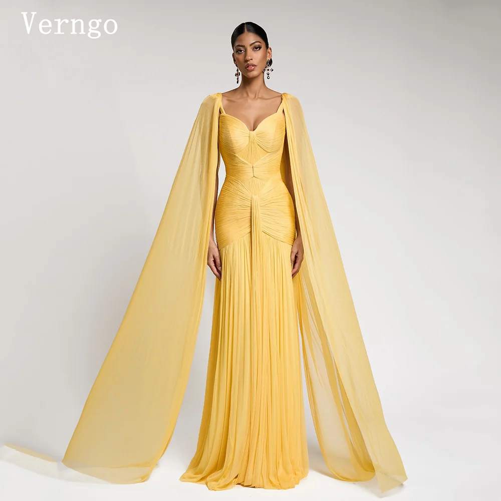 

Verngo Yellow Chiffon Prom Gowns Women Elegant A Line Formmal Occasion Dresses Long Modern Party Dress Customized
