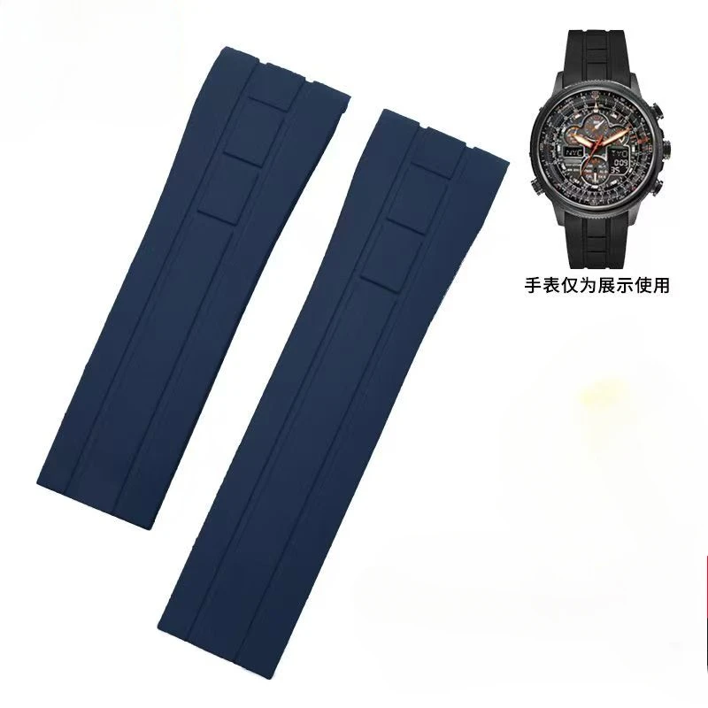 

No Dust Silicone Watch Strap for Citizen Mido Rudder M005 Air Eagle Arc Mouth Rubber Waterproof Anti-Sweat Black Watchband 23mm
