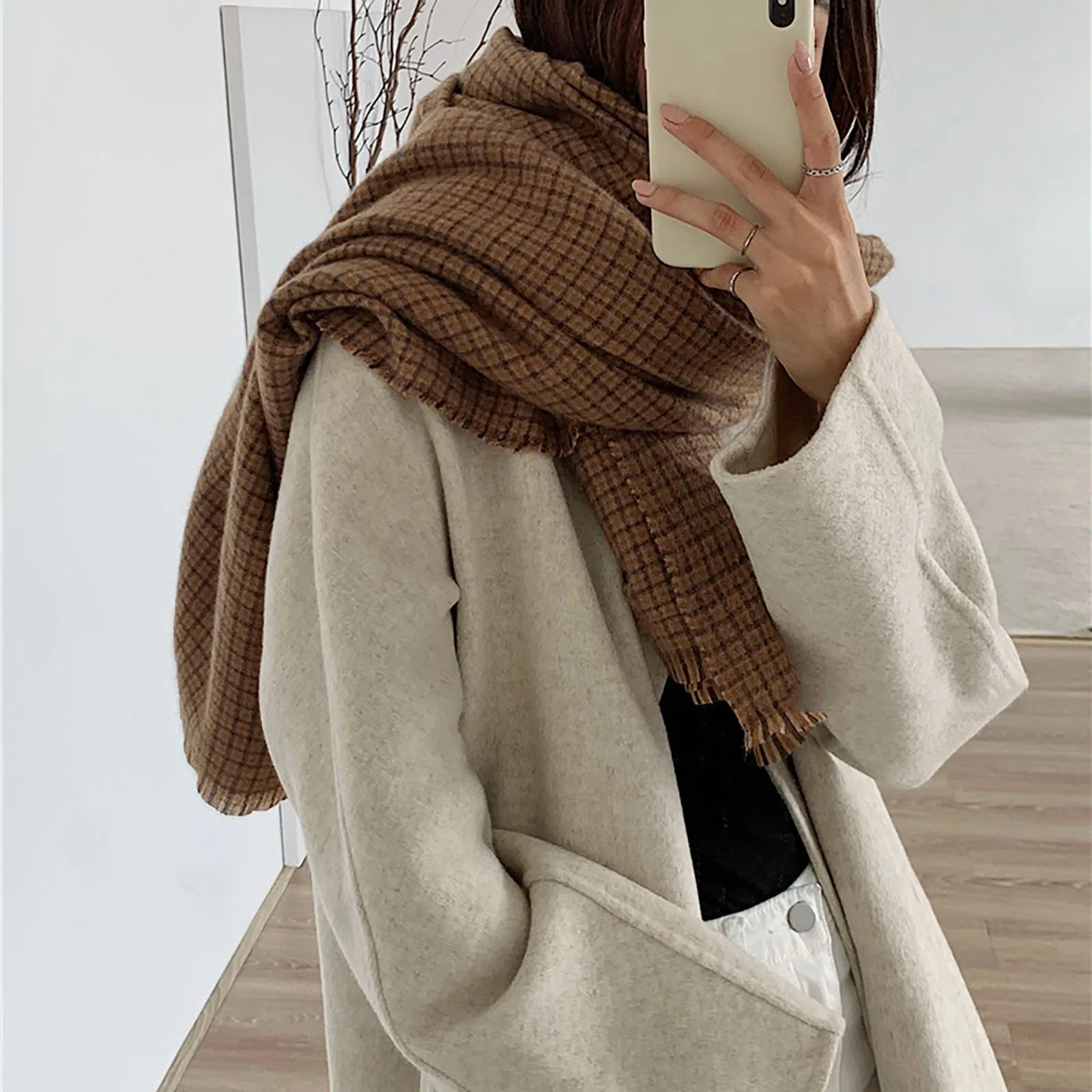 

Imitation Cashmere Women Winter Scarf Double Sided Plaid Scarve Wrap Shawl Femme Mujer Lady Preppy Style Bufandas Stoles Foulard