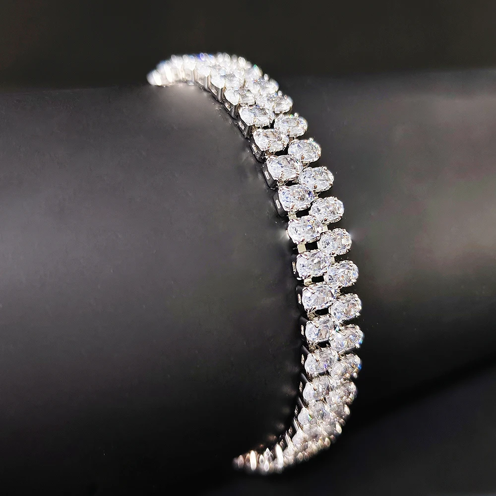 2024 New Arrival Unique Design Luxury Silver Color Oval Bracelet Bangle for Women Valentine\'s Day Gift Jewelry S8259