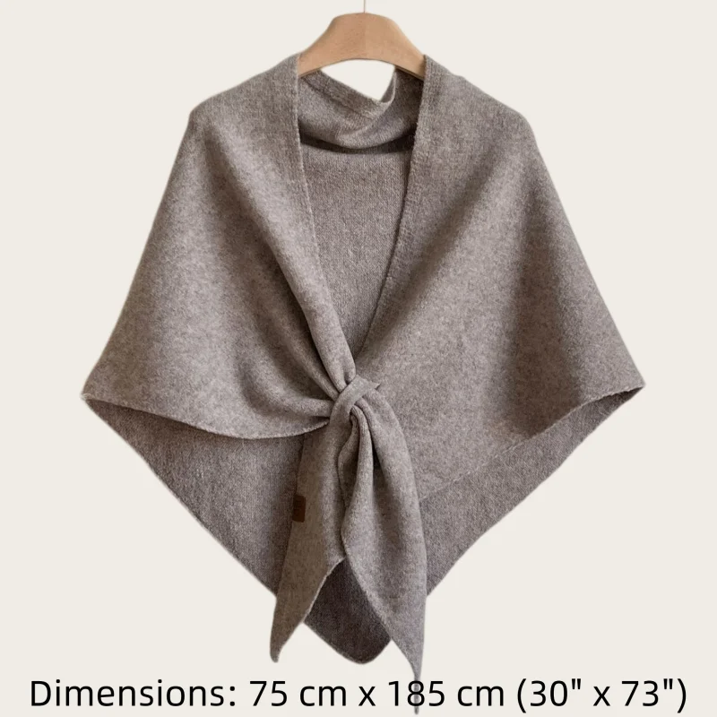 75x185cm 8 Color Available Elegant Solid Color Knitted Shawl Women French Style Cross Wrap Poncho with Tassels Soft Winter Scarf
