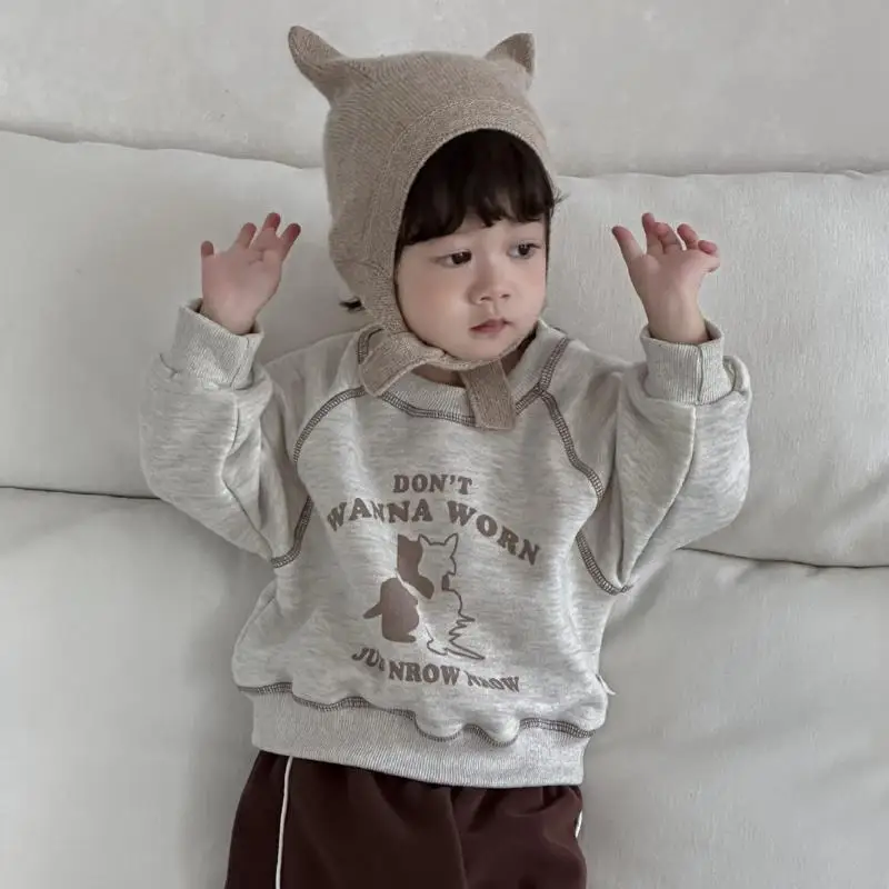 

2025 Winter New Children Fleece Sweatshirt Cotton Girls Cartoon Print Pullover Plus Velvet Thick Kids Boys Casual Warm Tops