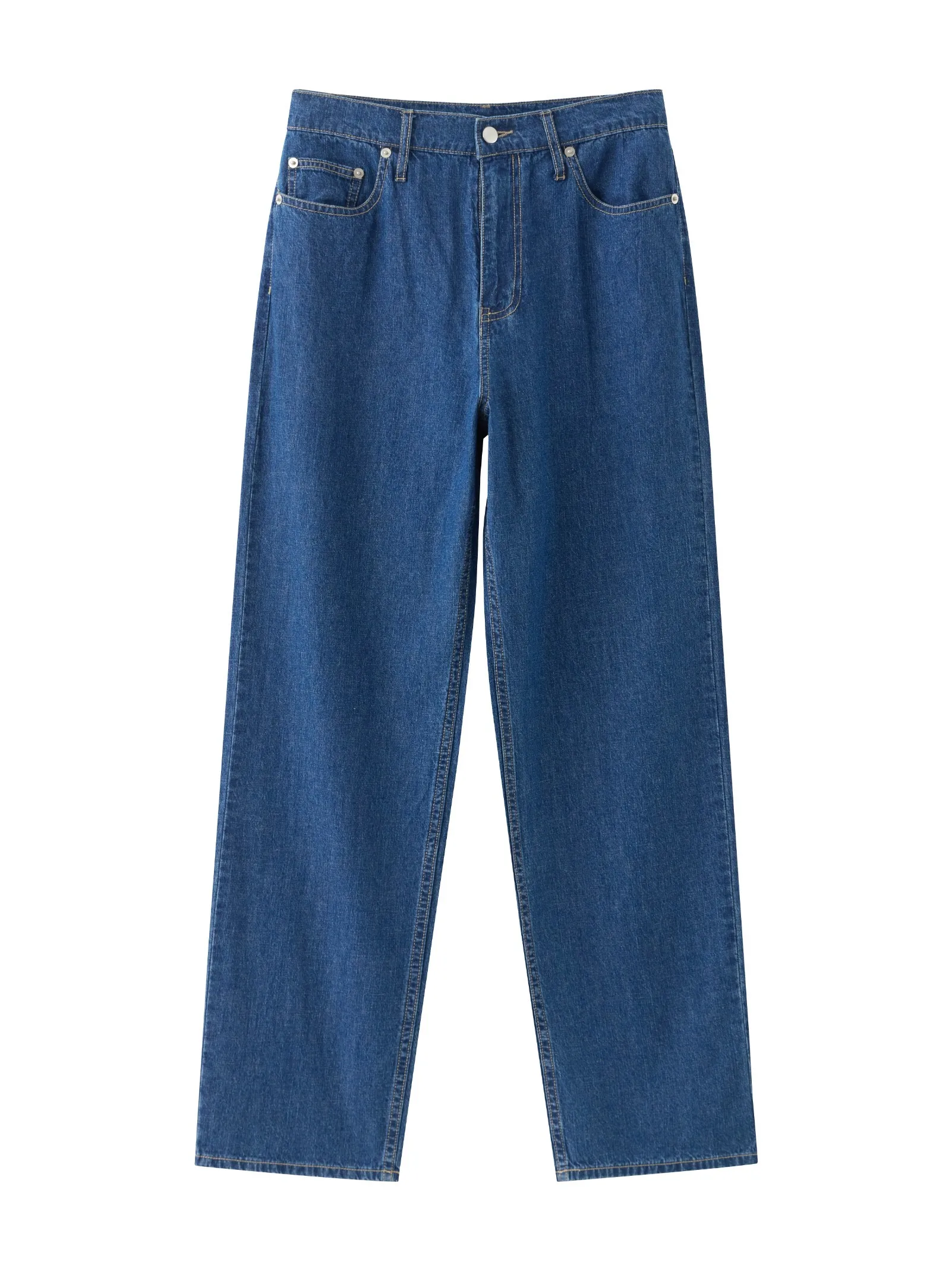 

Loose Wide Leg Floor-Length Cotton Linen Denim Pants Women's High Waist Zipper Sle Slimming Loose Fit Summer Jeans