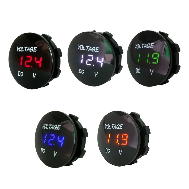 DC 12V 24V LED Digital Display Voltmeter for Car Motorcycle Boat Marine Truck Rv ATV (Blue Green Red LED)