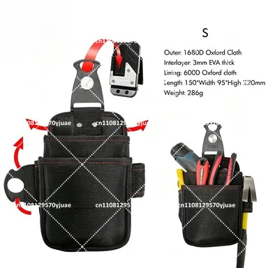 Rotating Quick Hanging Tool Kit, Multi-functional Electrician Bag, Portable Waist Hanging Pouch for Maintenance Work