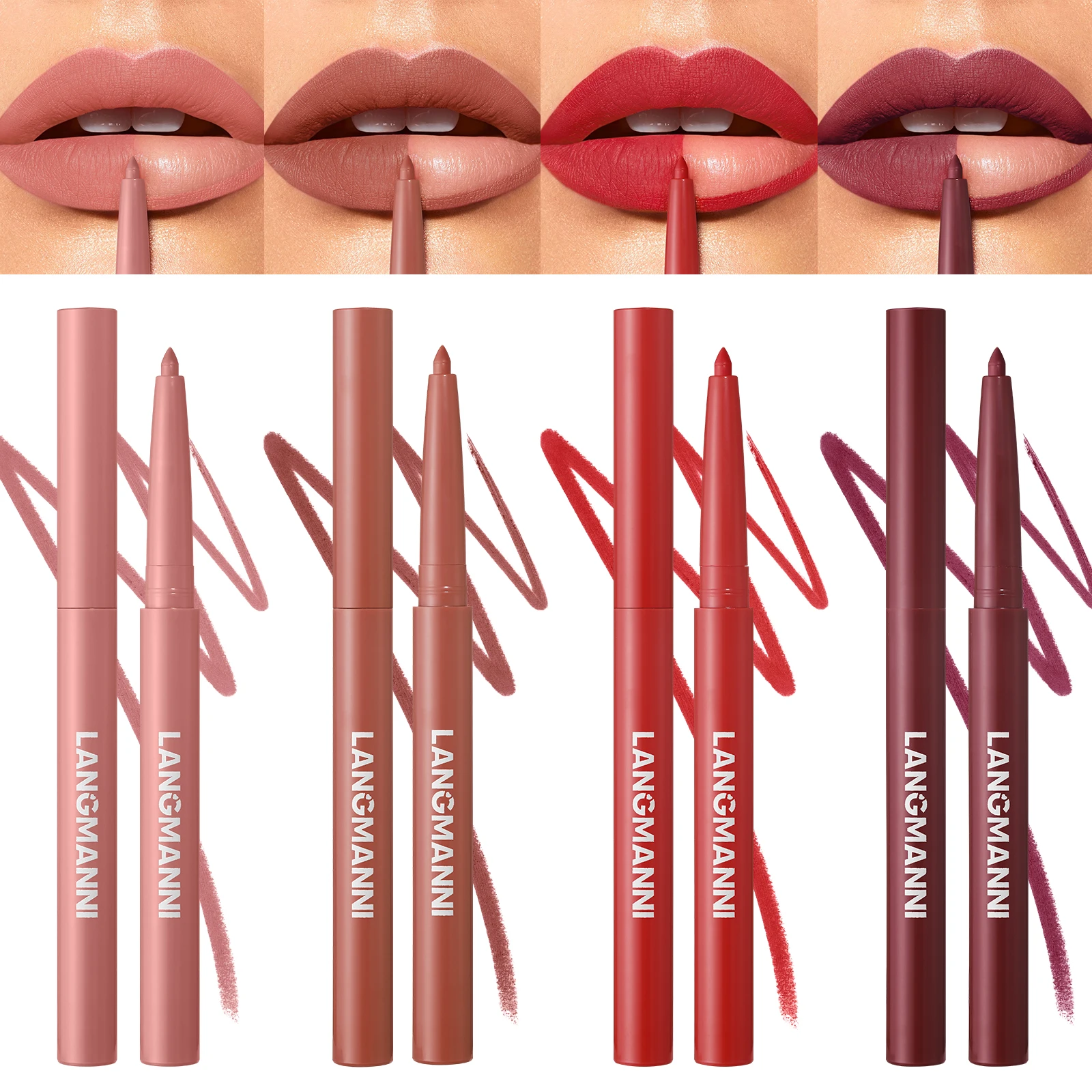 1Pc Auto Lip Liner Pencil, Long Lasting & Non-Fading, Smooth Application, Non-Feathering with Rich Color