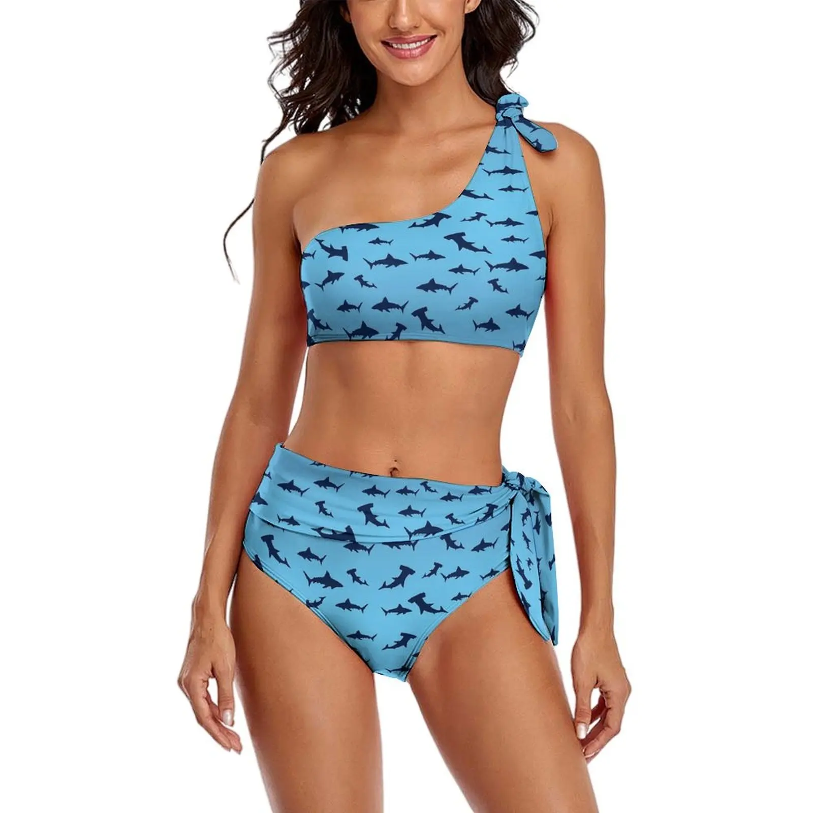 Sexy più squali Bikini costume da bagno divertente animale costumi da bagno a vita alta Bikini colorato Set Push Up costumi da bagno