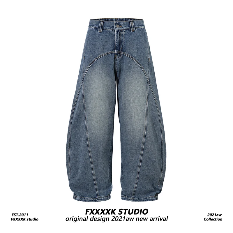 

FXK Original Ins Модный бренд Хип-хоп Ленивый Sle Широкие джинсы с ножом Мужские женские свободные брюки в пол High Street