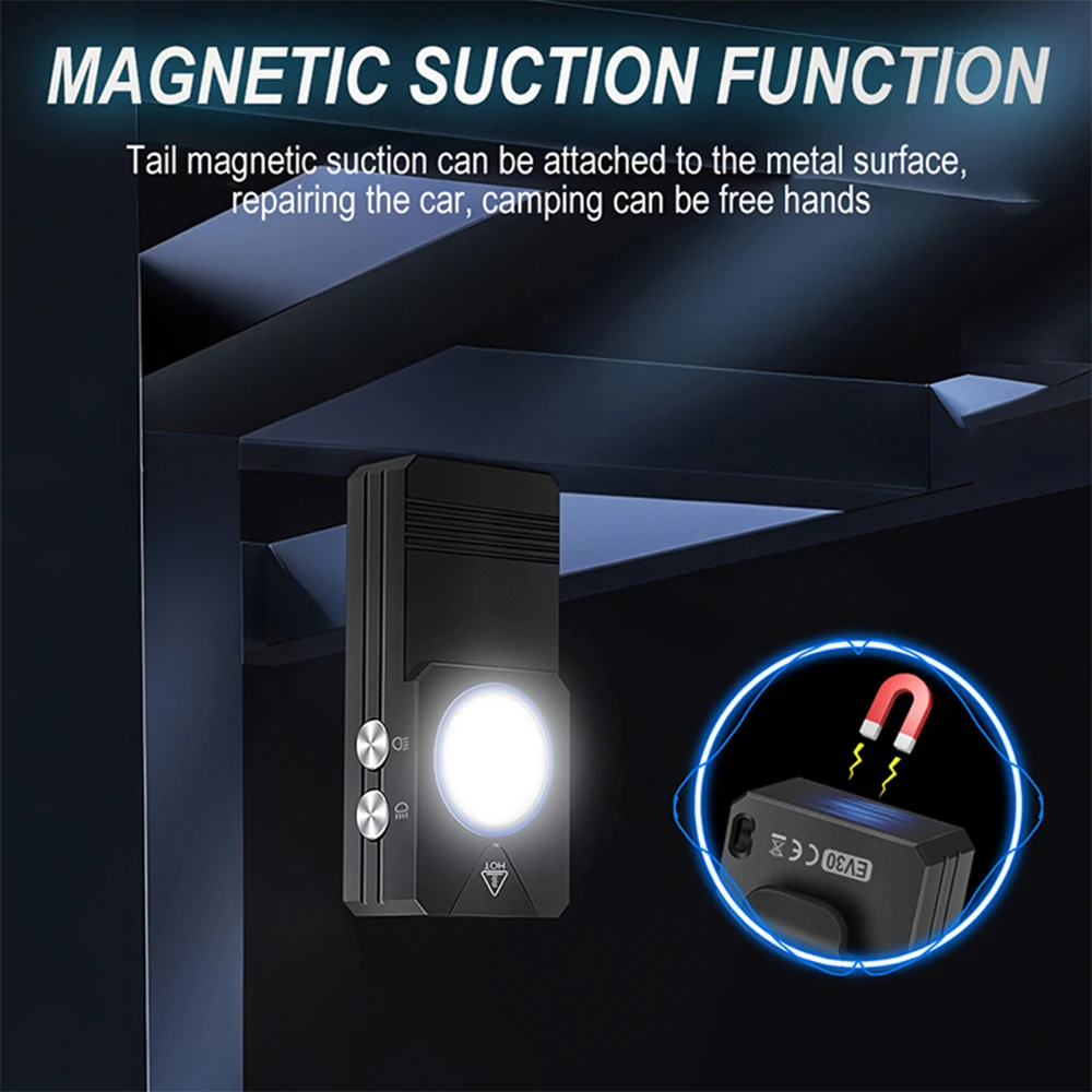 Multifunctional LED Flashlight 365nm UV Detection Torch USB Rechargeable EDC Mini Portable Work Light Outdoor Camping Hiking