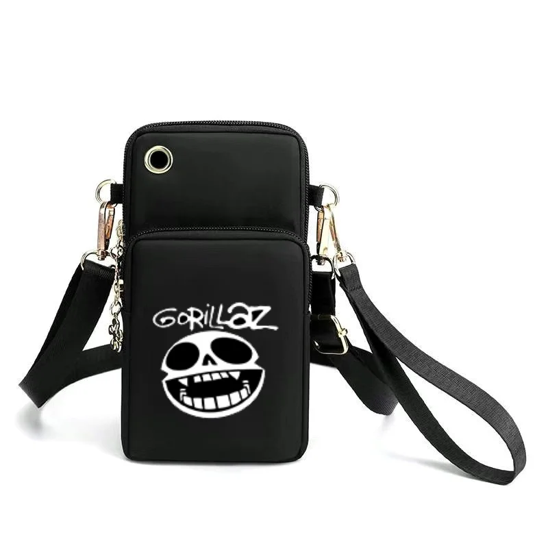 

Gorillaz trendy rock Printed Mobile Phone Bag Large Capacity skull Cross Shoulder Wallet Shoulder Bag Essential for Going Out