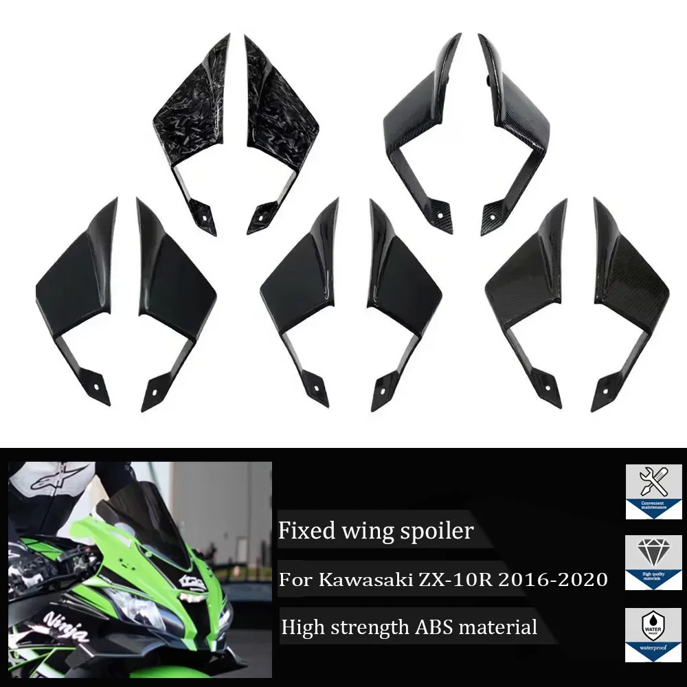 

For Kawasaki ZX10R ZX-10R ZX 10R 2016-2020 ABS Motorcycle Aerodynamic Fixed Wing Spoiler Side Winglet Windshield Wing Fairing