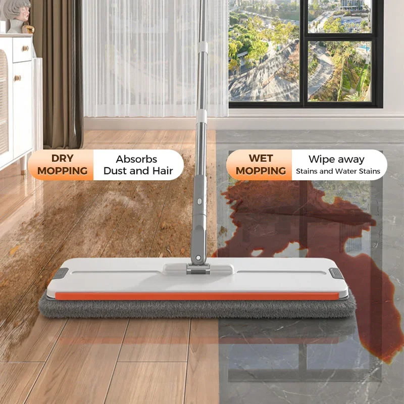 Hand Free Flat Mop with Bucket Floor Squeeze Mop 360 Rotating Washable Microfiber Wiper Window Scraper Lazy Home Cleaning Tool - Image 4