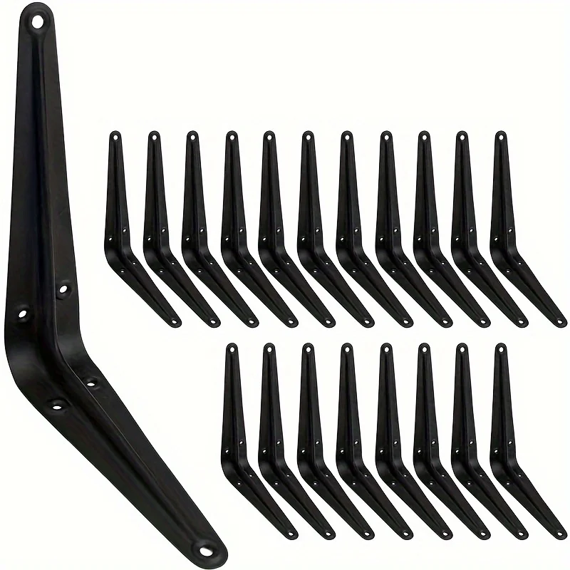Heavy Duty 6-Inch Black Iron Metal Shelf Brackets, L-Shaped Wall Mount for DIY Floating Shelves