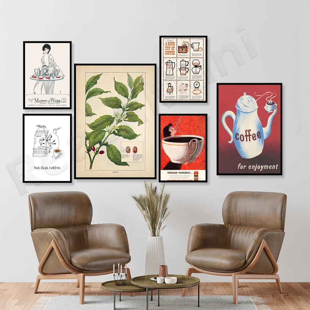 But first, espresso, french press, coffee plant, starfish and coffee lyrics, quote, vintage advertising coffee lover poster