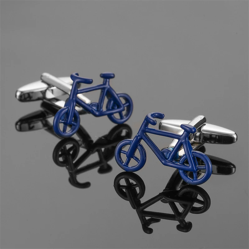 High quality blue bicycle cufflinks fashionable French shirt badge designed by brand designer for men's wedding cufflinks