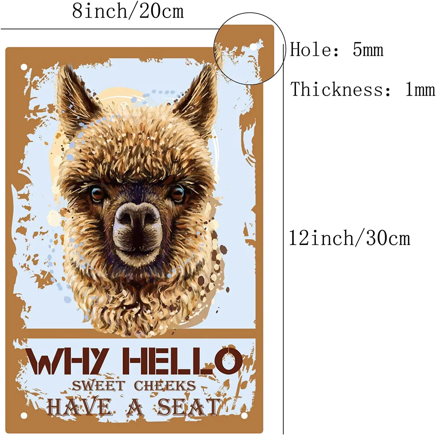 Hello Sweet Cheeks Sign Alpaca Tin Signs Have a Seat Retro Vintage Funny Wall Art Mural Hanging Iron Painting for Home