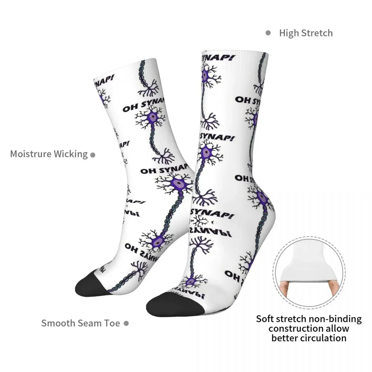 Neuron - Oh Snap! - Science Pun Socks Harajuku Super Soft Stockings All Season Long Socks Accessories for Man's Woman's Gifts