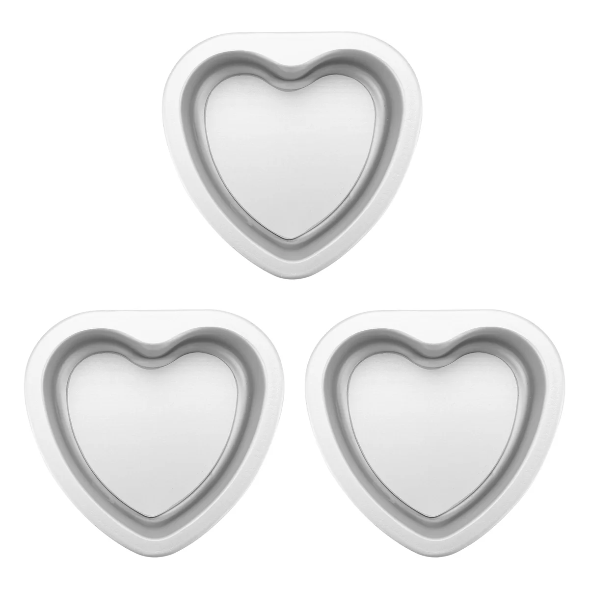 3 Pack Aluminum Heart Shaped Non-Stick Cake Pan Set Diy Baking Mold Tool with Removable Bottom - 4 Inch