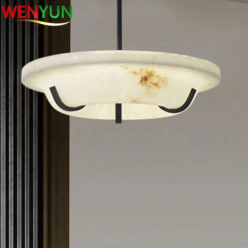 Artificial Marble Hanging Chandelier for Living Room Bedroom Saucer Shaped Modern Design Pendant Light LED Decoration Lamp