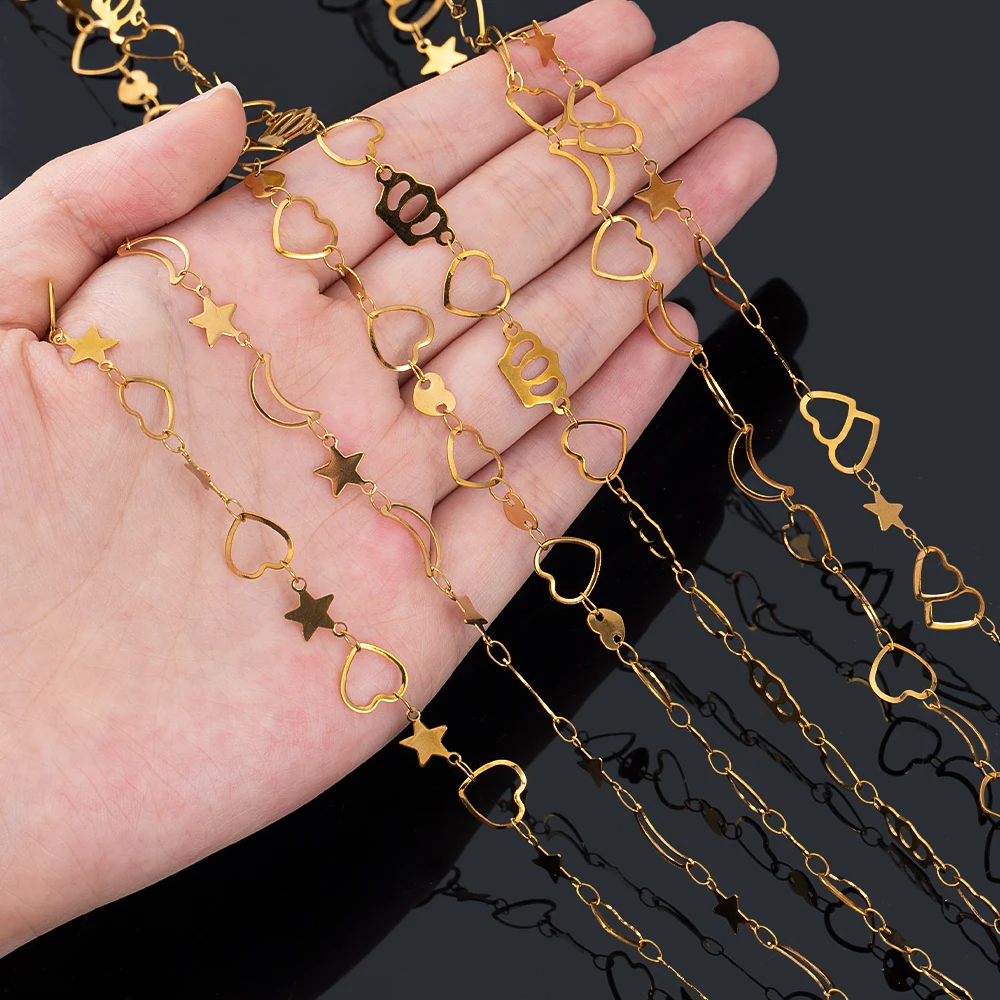 1M Stainless Steel Love Cross Chain For DIY Necklaces Bracelets Jewelry Handcrafted Chains Making Supplies Accessories Materials