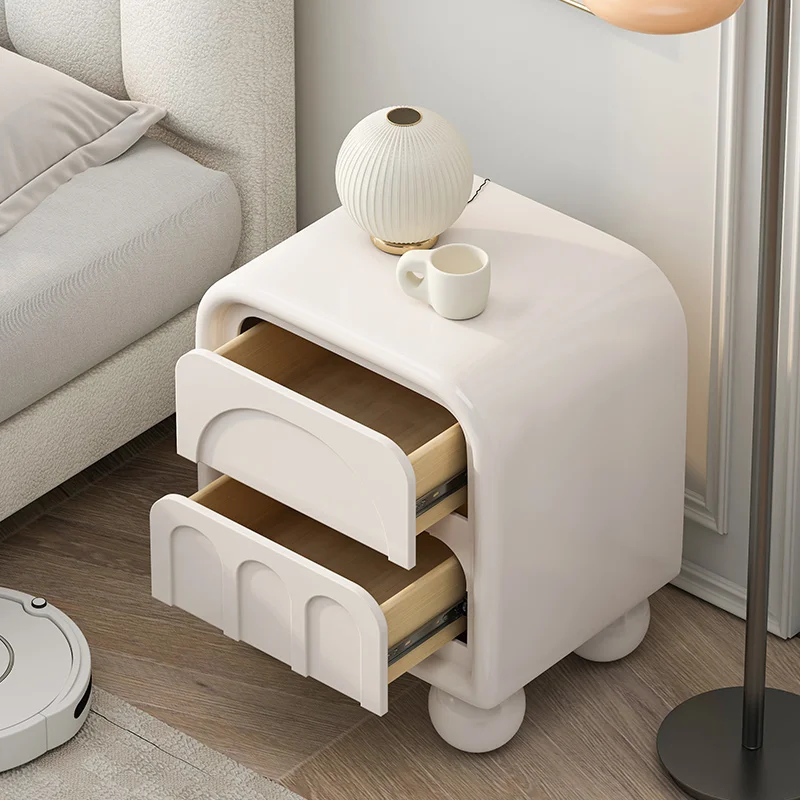 Laci Penyimpanan Nordik Kamar Tidur Meja Samping Tempat Tidur Korea Lucu Meja Kecil Furnitur Unik Librero Mesitas De Noche Putih Kayu
