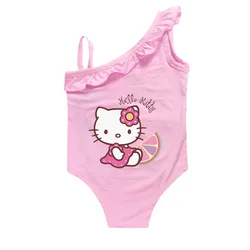 Cute Hello Kitty Toddler Baby One Piece Kids Girls Swimming outfit Children Swimwear SwimsuitBathing Suit 2-9Y