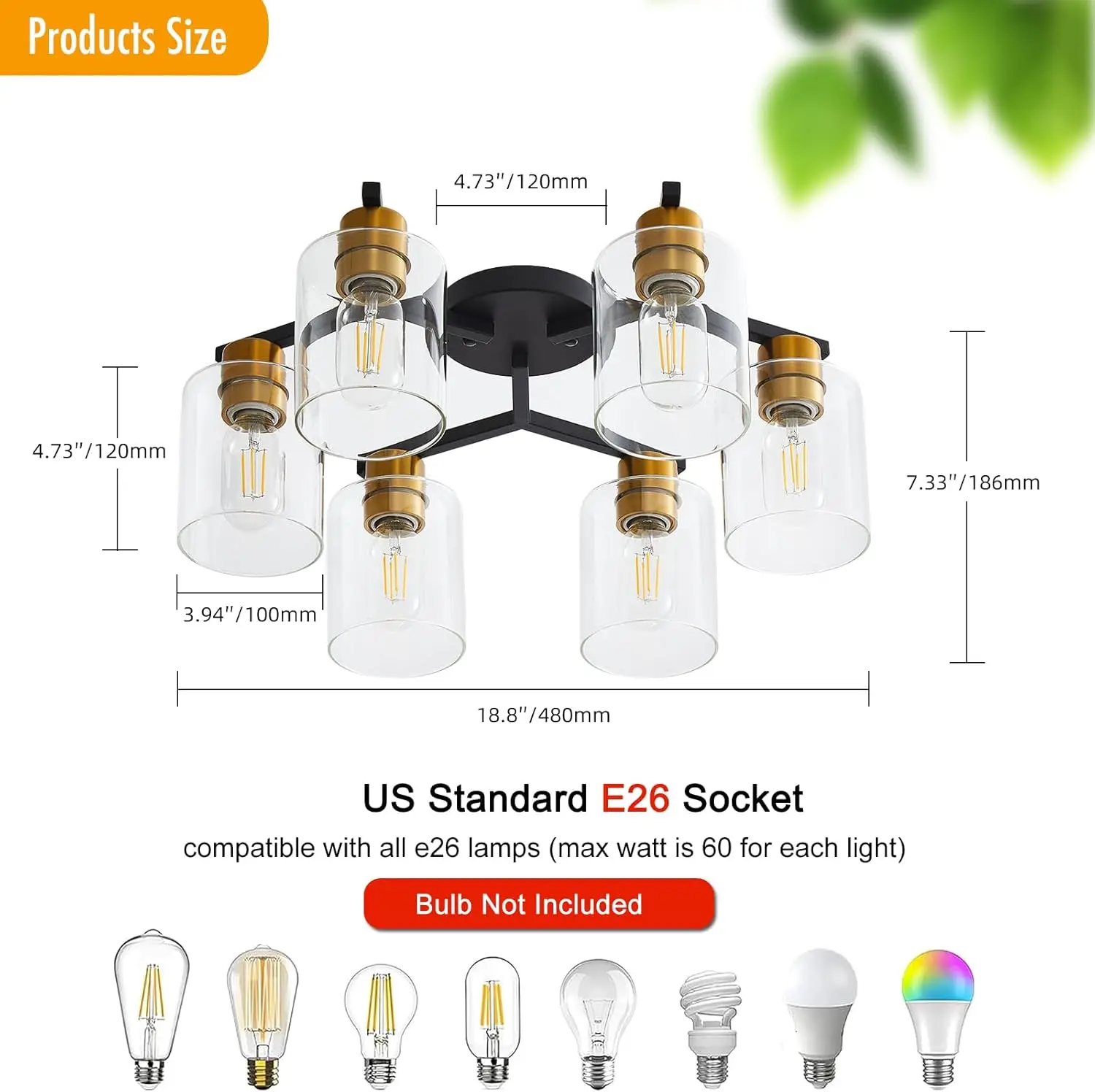 Luz de techo de montaje semiempotrado negro y dorado, 6 luces, accesorios de iluminación de techo de cocina Vintage, accesorios de iluminación de techo grandes