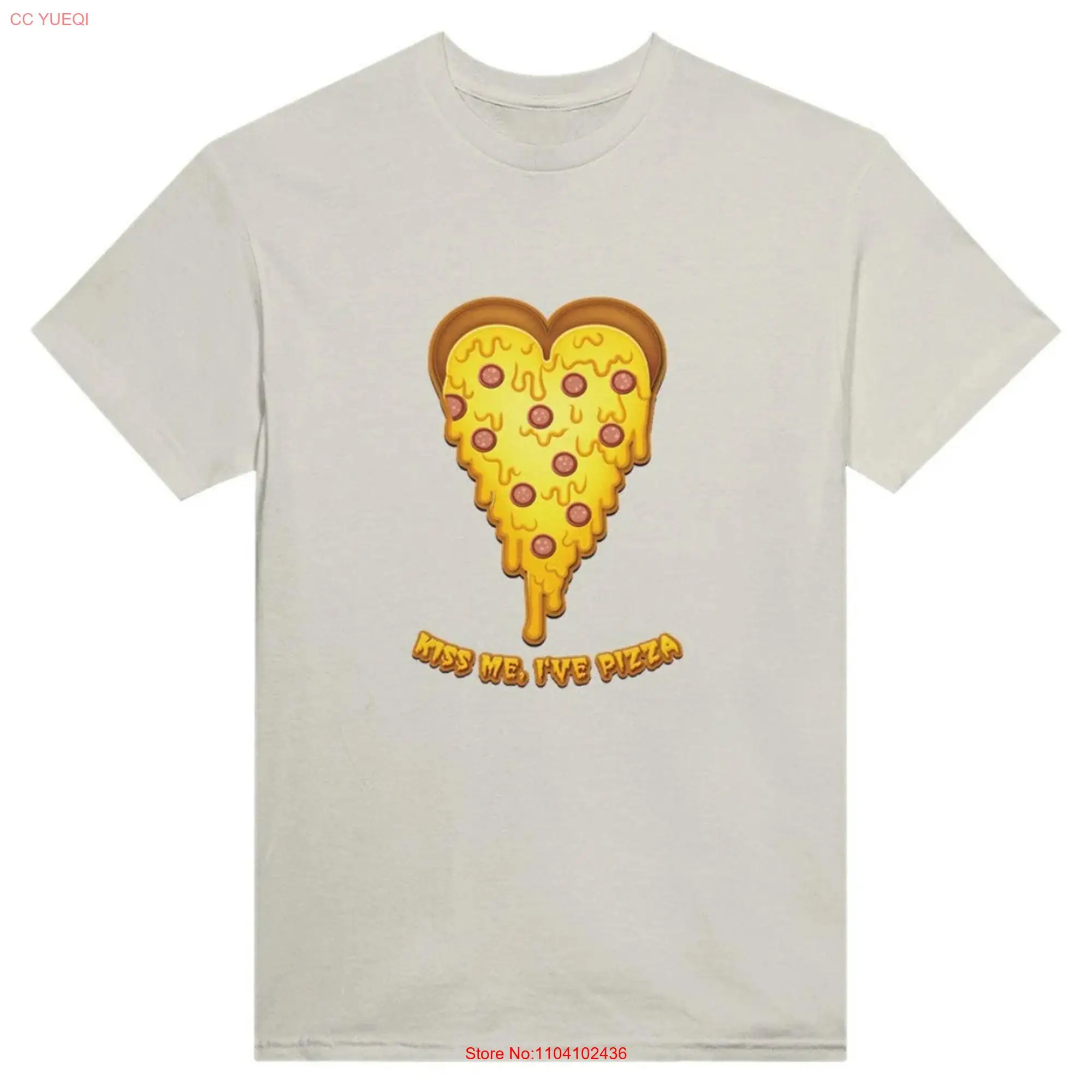 Kiss Me I've Pizza Heavyweight T Shirt Crewneck yummy Pizzeria I Love Clice Valentine's Day long or short sleeves