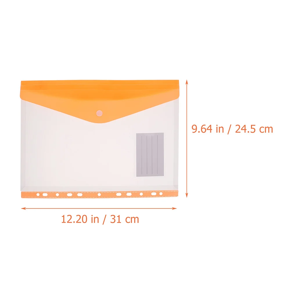 6Pcs File Bags Transparent Document Pouches Snap Button Binder Pockets for Office School Organization Storage Multi-Functional